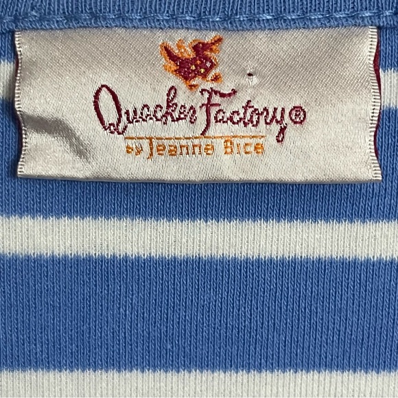 Quacker Factory Women Top Size Large Blue Blouse Striped Long Sleeve Sequin - Picture 3 of 9